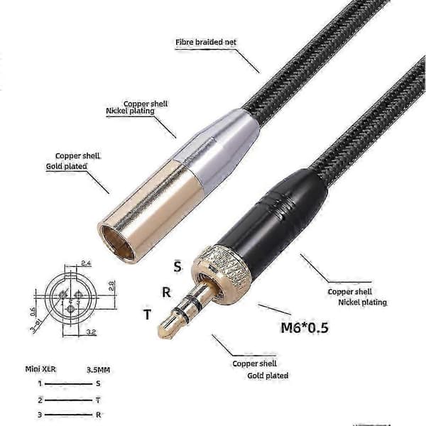 Lydmikrofonkabel Indvendigt Gevind 3,5 MM Han Til MINI XLR 3PIN Adapterkabel til SLR Kamera Lydkabel