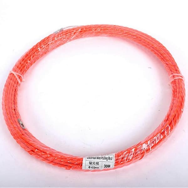 4,5 mm x 30 m putkenvetolaite, kalalanka, sähkökaapelin vetolaite, seinän läpi pujotettava tanko, punainen polyesteri-apilanlanka Red