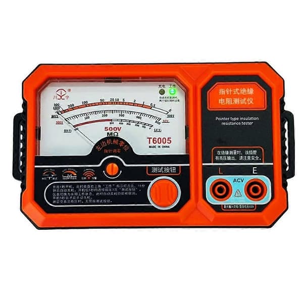T6005 USB Genopladelig 500V Analog Isolationsmodstandstester T6005 Megaohmmeter