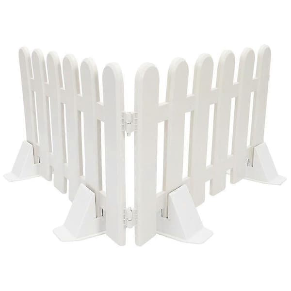 Luxora 2 stk plastgjerde gårdsplass innendørs hagegjerde hage lite gjerde med 4 base hagekanter og kanting White 50X30CM