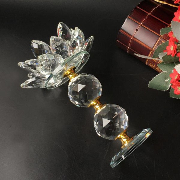 Kristall Lotus Ljusstake 12 cm Dia Ljusstativ Party Dekor Centerpieces Vit
