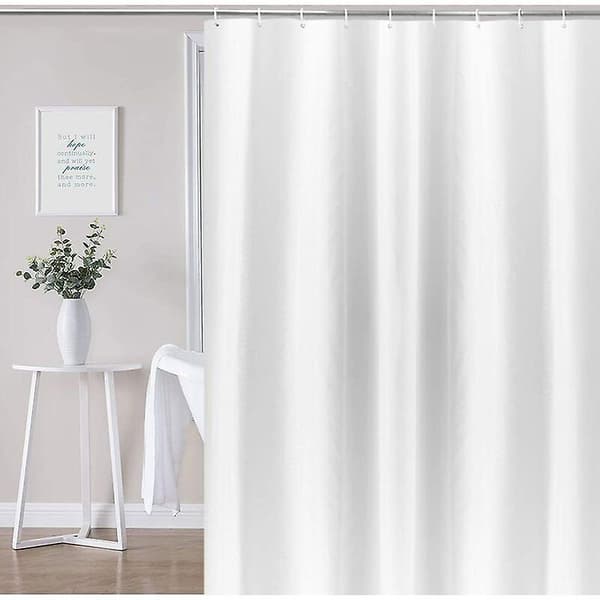 EXTRA LÅNG DUSCHDRAPERI vit för badrummet, brett badrumsdraperi tillverkat av mögelresistent polyester, vattentätt för badkaret, bredd 180 x höjd