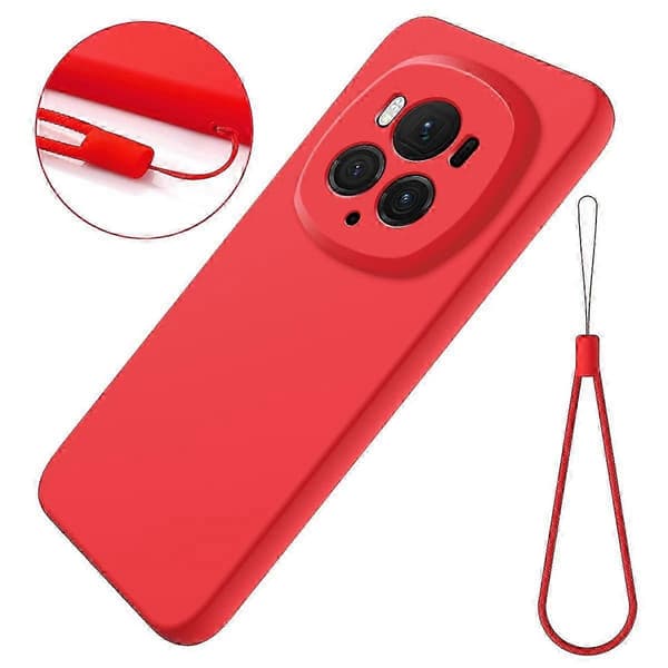 [RM] Stöttåligt mobilskal i flytande silikon med enfärgad design Red For Honor Magic6 Pro