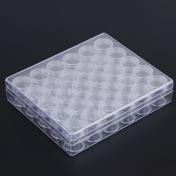 [RM]30 Pcs Clear Plastic Jewelry Beads Small Round Containers with Rectangular Box