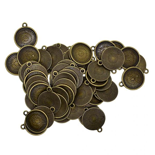 50st Tomma Runda Hängsmycke Cabochon Basbrickor DIY Smyckestillverkning 16mm Silver