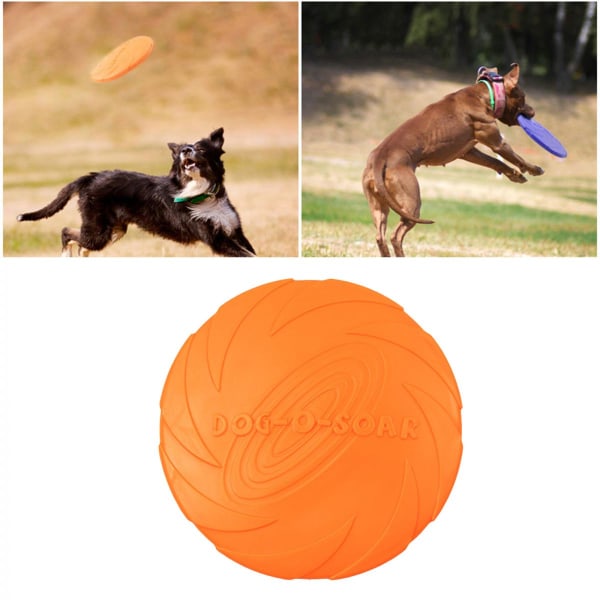 Interactive Soft Rubber Summer Beach Flight Plate Hundleksaker Orange 18cm