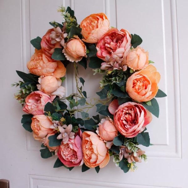 Konstgjord Blomstergirlang Siden Girlang Hängande Dörrdekor Champagne Orange