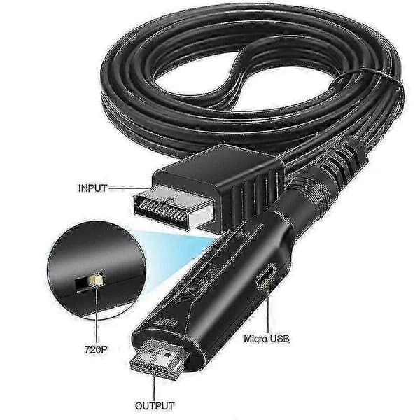 PS1/PS2 till HDMI-adapter - Ljud- och videokonverteringskabel för spelkonsoler