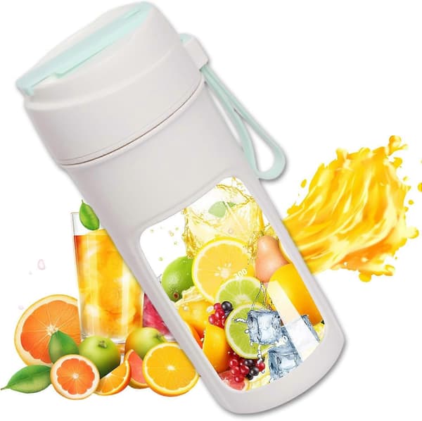 [RM]Portable Mini Blender with Rechargeable USB-C Shakes and Smoothies Blender 3 Drinking Modes Juicer with 10 Blades. White.