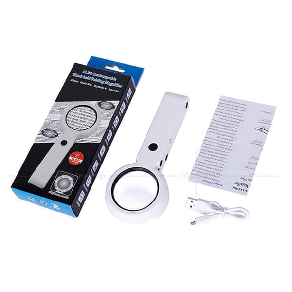 5X 11X Handheld Magnifying Lamp with Illumination on Stand with 8 LED Lights