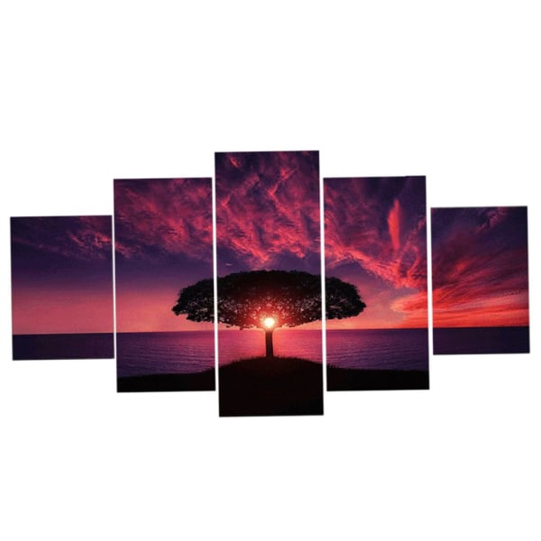 5 delar abstrakt dekorativ målning universum serie röd solnedgång