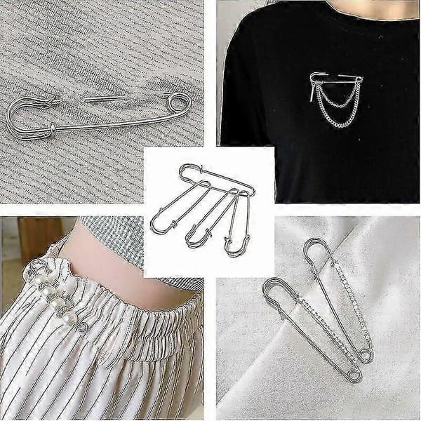 20 kappaletta hakaneuloja, suuria hakaneuloja 10 cm, peitoille, hameille ja käsitöihin, hopea