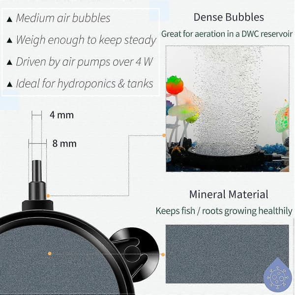 10CM Luftstensskiva Bubbeldispergerare med Sugkoppar för Pump Akvarium