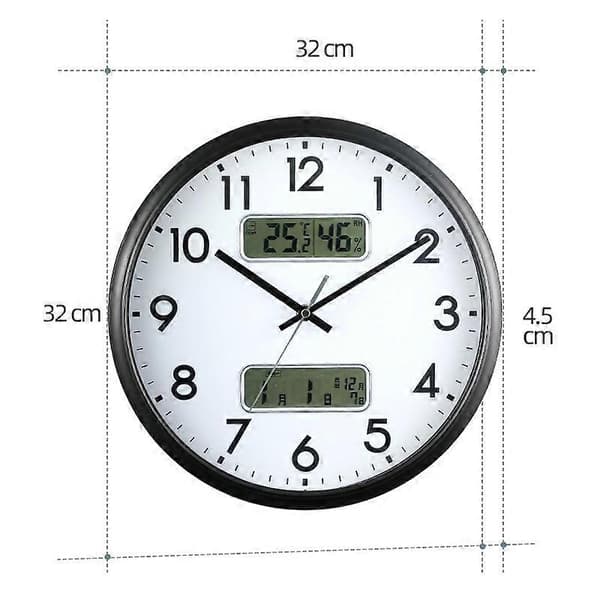 13 tums dubbelskärm LED-display väggklocka vardagsrum temperatur och luftfuktighet kalender multifunktionsklocka size