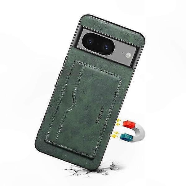 Retro læder TPU PC telefoncover med kortholder til Pixel 8 Green