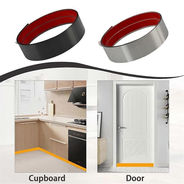 [RM]Stainless Steel Kick Plate, Self-Adhesive Bottom Covering Kick Plate, Silver