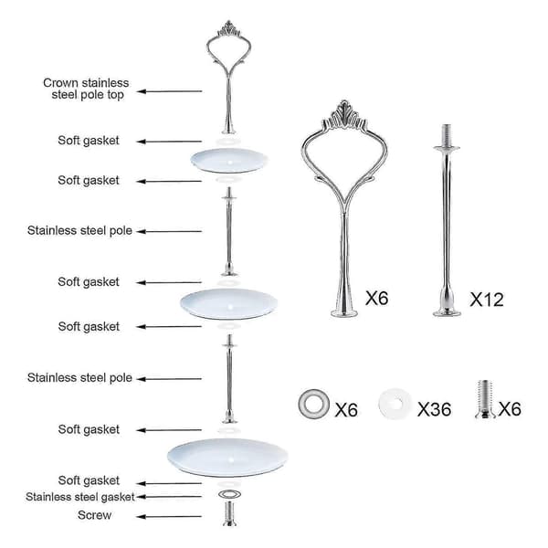6 sæt bakke hardware til kage stativ 3 lag kage stativ montering hardware holder til bryllup og fest