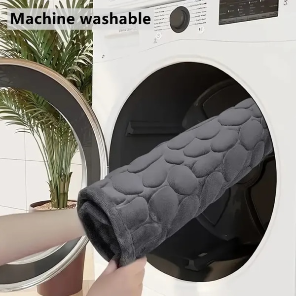 3D Halkfri badrumsmatta Kullerstenspräglade badmattor Absorberande dörrmatta 01 grey 40cmx60cm