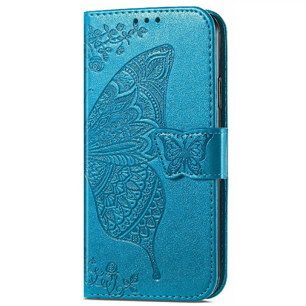 iPhone 13 - Perhoskuvioinen nahkakotelo - Sininen 40