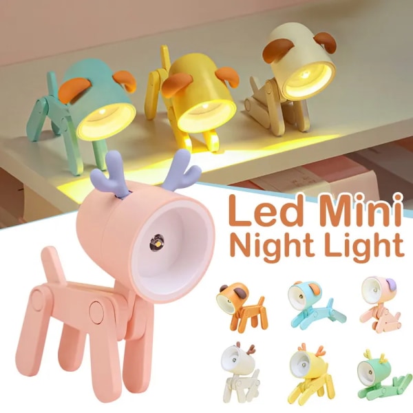 Pet LED Mini fällbart skrivbord nattlampa för student vardagsrum dekor present Yellow dog