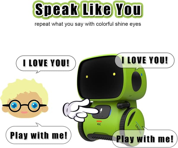 [RM]Kids Robot Toy, Talking Interactive Voice Controlled Touch Sensor Smart Robot with Singing, Dancing, Repeating, Speech Recognition and Recording