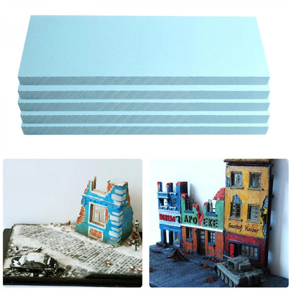 5x högdensitet blå skumplatta DIY Craft Model Diorama Basblock Hobby Craft Byggsats Blomskum 295x100x30mm