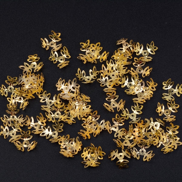 100 st filigran blad boho pärlor hattar gör-det-själv smycken hitta guldhantverk