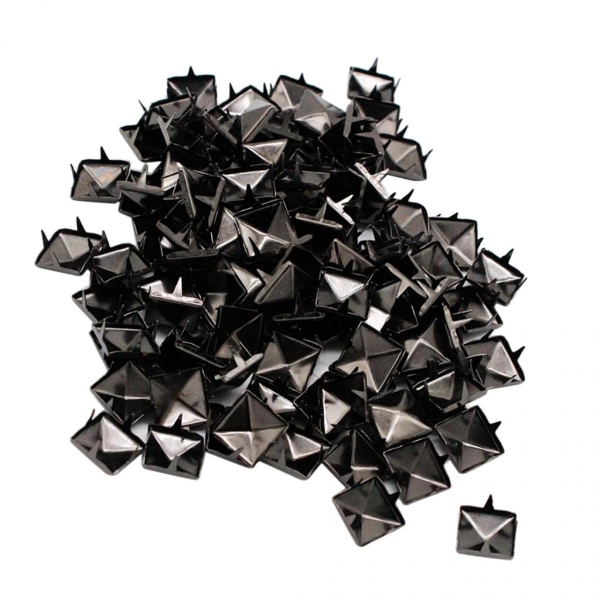 100 set Pyramid Square Nit Stud Nailhead för Leathercraft Bälten Svart