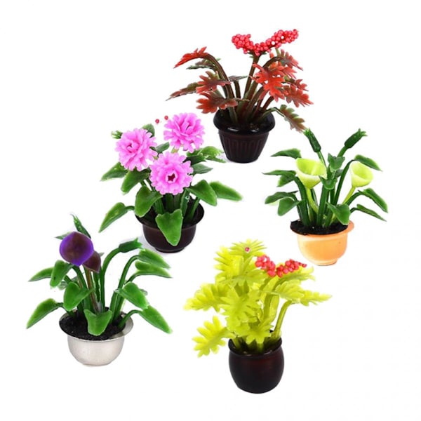 Set med 10 Miniatyr Konstgjorda Blommor Dockskåp Älva Trädgård Mikrodekor