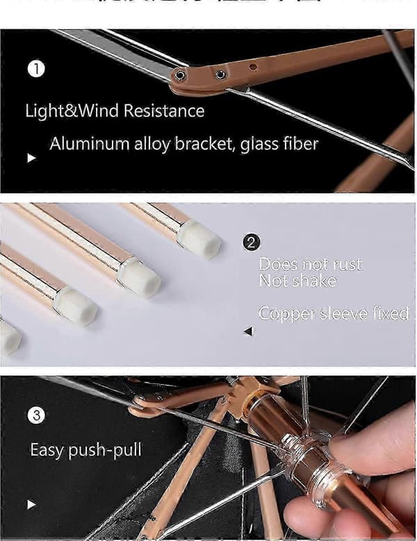 Mini hopfällbart paraply i guld med UV-skydd, solskydd utomhus UV-paraply stormtålig present