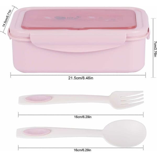Matboks, Bento-boks for barn, Bento-boks 1400 ml med 3 rom og bestikk (Rose-A)