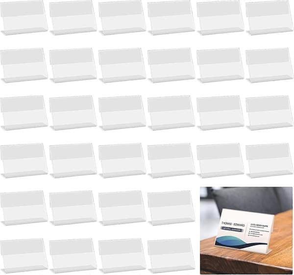 40 stk. Mini akrylskilt displaystativ, prislapp navnekort butikkholder, nyttig prislappholder