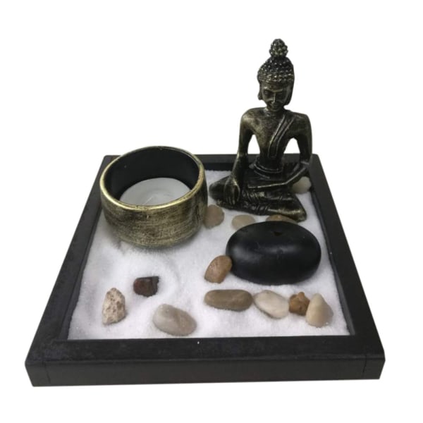 Zen Sand Trädgård värmeljushållare Feng Shui Ljus Buddhistisk Rökelse Dekor #1A