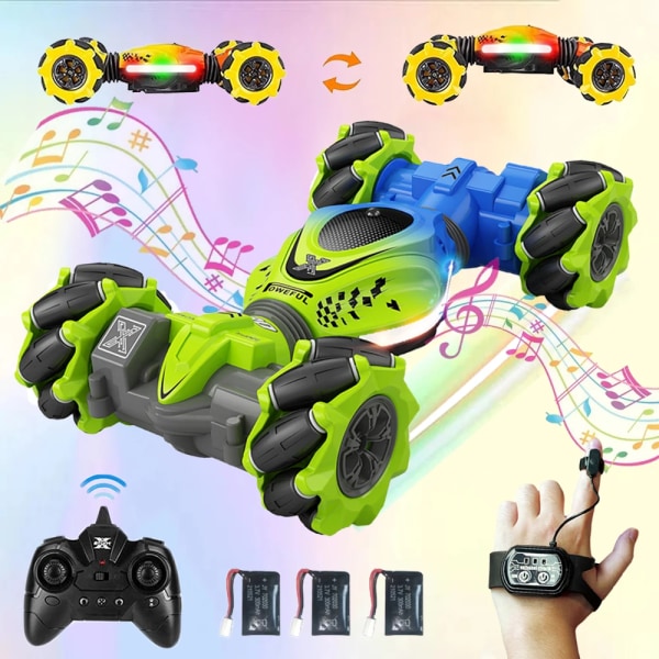 4WD RC Bil Leksak 2.4G Radio Fjärrkontroll Bilar RC Klocka Gest Sensor Rotation Twist Stunt Drift Fordonsleksak för Barn Orange TWO RC 1B