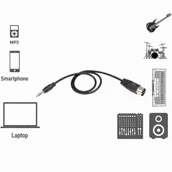 1 stk. DIN 7-bens han til 3,5 mm han stereo lydadapterkabel til Bang & Olufsen B&O Naim Quad