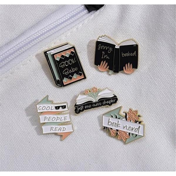 5 stk. Seje Folk Læsebånd Emalje Pins Kreativ Blomst Bog Babe Legering Broche Badge Søde Sjove Revers Smykker Tilbehør Gave til Børn Venner