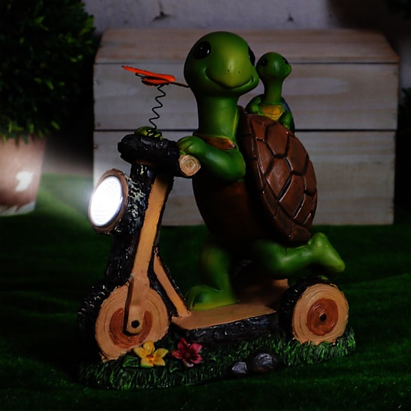 Sköldpaddsfigurer Solcellslampa Utomhus Gårdsdekoration Resin Skulptur - Trädgårdsstatyer, Påskgåva