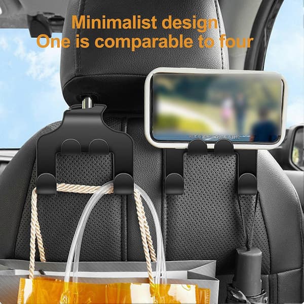 2 stk. bil nakkestøtte krog telefonholder kraftig multifunktionel bilsædeholder organizer biltilbehør Black 2pcs