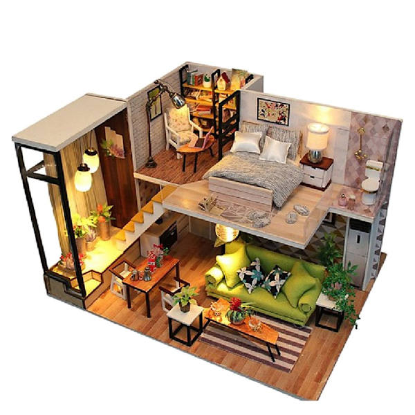 3x DIY Dockhus Kit Med Tillbehör Miniatyrhus Dekorationer