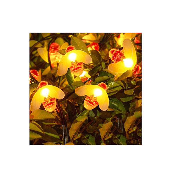 2 st Solcellsslinga Utomhus, 30 LED Belysning Bin Ljusslinga 2 Lägen, 6,5m