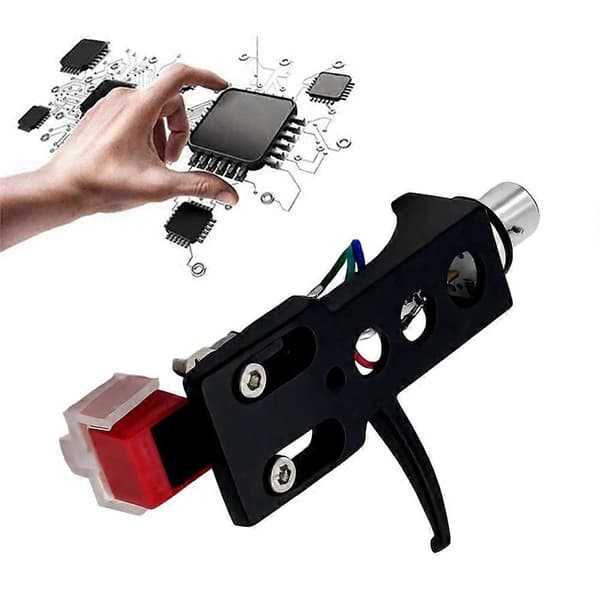 AT3600L Stylus+Universal Pladespiller Headshell Kit Universal Phono Pickup Montering til LP Vinyl Pladespiller B Black & red