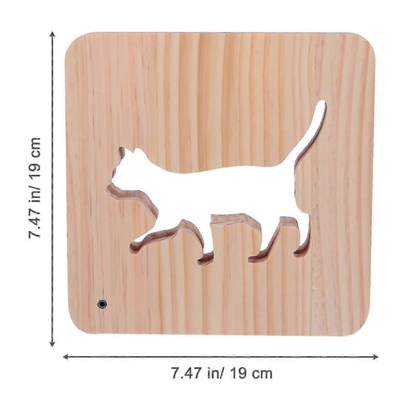 [RM]Nattlys i tre, uthulet kattunge 3D LED-graveringslys for dekorasjon 1 stk