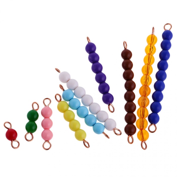 Set Montessori Educational Toy Beads (set 10st trådar med 10 gula pärlor + 10 barns Detif-trådar