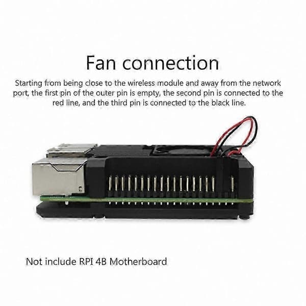 Raspberry Pi 4B aluminiumskabinet med køleventilator og køleplade, termisk pude inkluderet Black