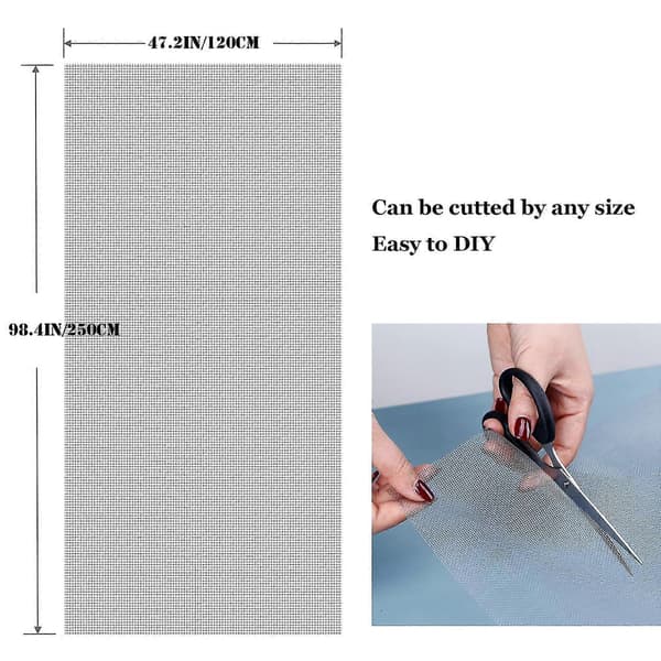 [RM]Vinduesnet, 120cm X 250cm Holdbart Glasfiber Fluetæt Net Til Vinduer Og Døre Insektnet Erstatning Fluetæt Net Grey
