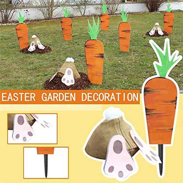 Vattentät vägvisare Kanin Morot Form Plast Påsk Söt Skylt Ställ Ornament för Dekoration Carrot