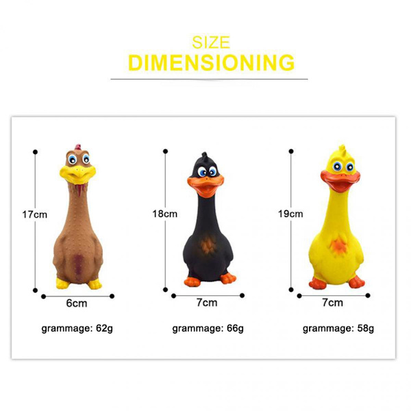 Gummikyckling Skrikande Gnällande Valptugg Leksak Kläm Svart 18x7cm