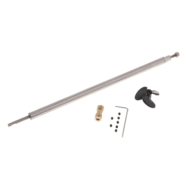 RC-fartygs drivaxel + universalknut + 3-bladig propeller + axelhylsa + f-koppling