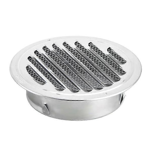 Rund ventilationsrist, ventilationsrist i rustfrit stål, med netventilation, rund ventilationsrist til udstødningsrør