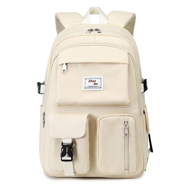 [RM]Large backpack with many pockets, waterproof school backpack - White White
